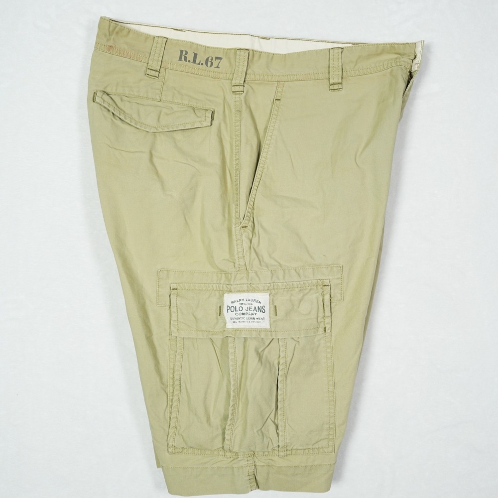 Polo Jeans Co Ralph Lauren Mens Tan‎ Khaki Cargo Shorts RL 67 Size 33 Utility